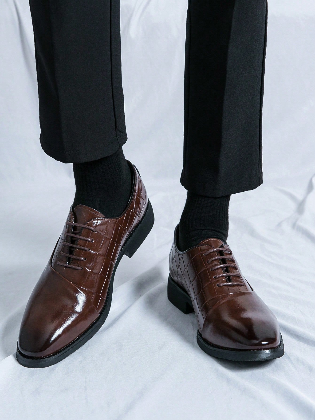 Derbies Classiques en Cuir Marron Pour Homme