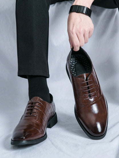 Derbies Classiques en Cuir Marron Pour Homme